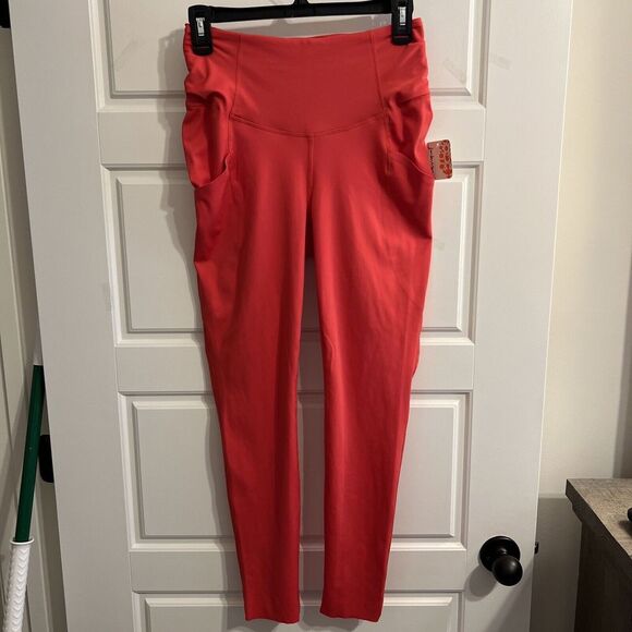 FREE PEOPLE MOVEMENT SET THE PACE LEGGINGS Women's Size Small Cayenne  POCKETS!! - Picture 1 of 2